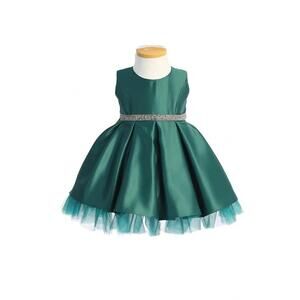 NEW SWEET KIDS girl's pleated satin special occasion dress in green
